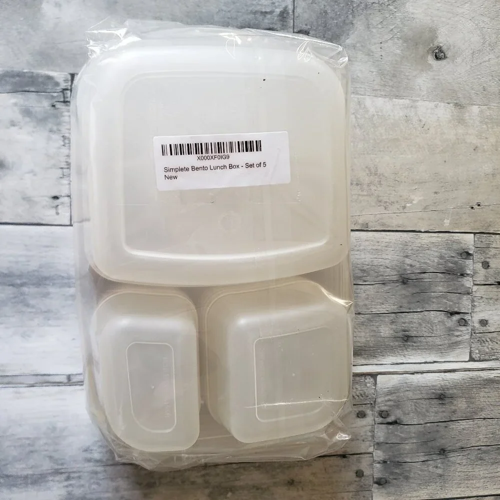 NWT - Simplete – 3 Compartment Bento Lunch Box - Set of 5